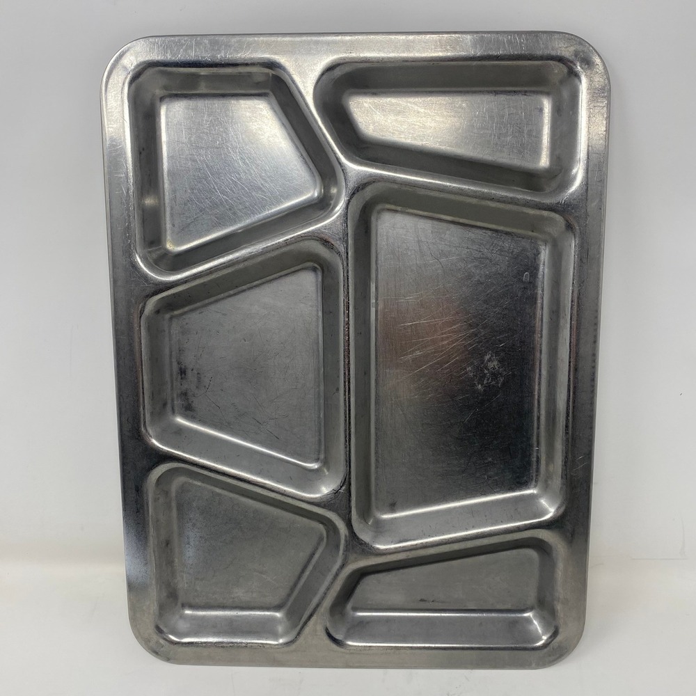 WW II Carrollton Mfg Co USN Heavy & Sturdy Stainless Steel Mess Tray USA Vintage